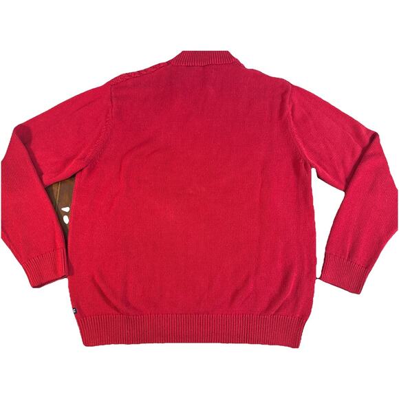 Chaps Men Sz XL Red Sweater Quarter Button Mock Neck Cable Knit Sweater Dad - Picture 4 of 15